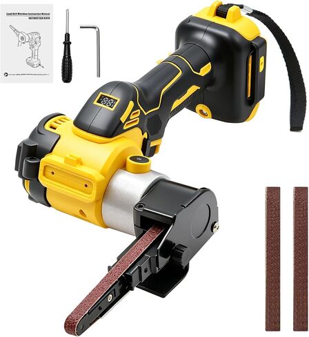 Cordless Detail Band file Sander Compatible with DEWALT 20V MAX Battery (Tool Only),120° Rotatable Head, LED Display, 3/8"x13" Belt, for Woodworking, Paint & Metal Rust Removal, DIY in Kuwait