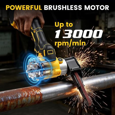 Cordless Detail Band file Sander Compatible with DEWALT 20V MAX Battery (Tool Only),120° Rotatable Head, LED Display, 3/8"x13" Belt, for Woodworking, Paint & Metal Rust Removal, DIY in Kuwait