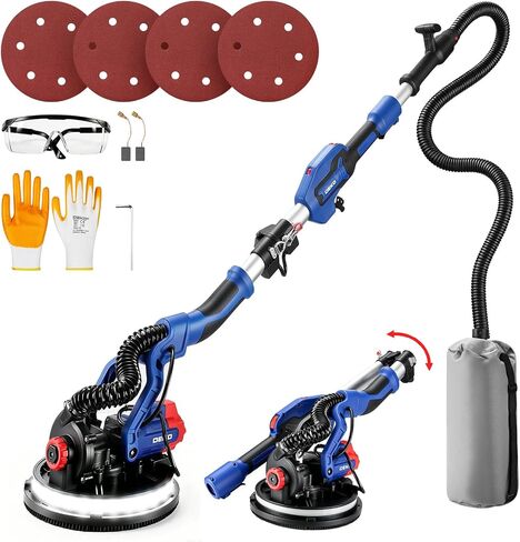 Drywall Sander, 900W Popcorn Ceiling Removal Tool, Automatic Drywall Sander with Vacuum Dust Collection, LED Light, 6 Variable Speed 600-1800RPM, Foldable & Extendable Handle,4Pcs Sanding Discs in Kuwait