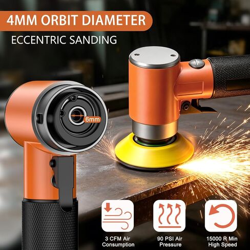 1/2/3 Inch Random Orbital Air Sander, Mini Da Sander for Auto Body Work, High Speed Pneumatic Sander for Metal & Woodworking/Car Polishing Waxing/DIY Projects(60PCS Sandpapers Included) in Kuwait