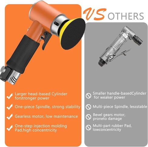 1/2/3 Inch Random Orbital Air Sander, Mini Da Sander for Auto Body Work, High Speed Pneumatic Sander for Metal & Woodworking/Car Polishing Waxing/DIY Projects(60PCS Sandpapers Included) in Kuwait
