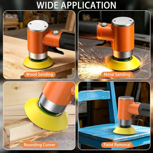 1/2/3 Inch Random Orbital Air Sander, Mini Da Sander for Auto Body Work, High Speed Pneumatic Sander for Metal & Woodworking/Car Polishing Waxing/DIY Projects(60PCS Sandpapers Included) in Kuwait