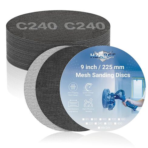 9 Inch Mesh Sanding Discs, 80-240 Grit Sandpaper for Drywall Sander | 10PCS, Dust-Free Anti-Clog Design, Hook and Loop, Silicon Carbide Abrasive, Wall Putty Wood Metal Sanding Smoothing in Kuwait
