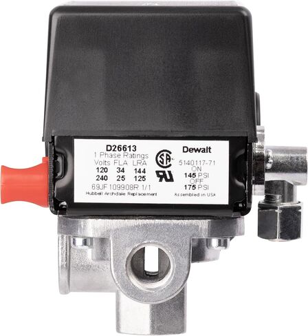 D26613 Pressure Switch 4-Port 140-175 PSI 2-Pole 120-240V Compatible with Craftsman, DeVilbiss, and Porter Cable Air Compressor Units in Kuwait
