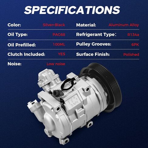 471-1638 A/C Compressor Fit for Honda Odyssey 3.5L 2008-2017 471-1639 | Compatible with Honda Pilot 3.5L 2008 Replace 4711638 4711639 in Kuwait