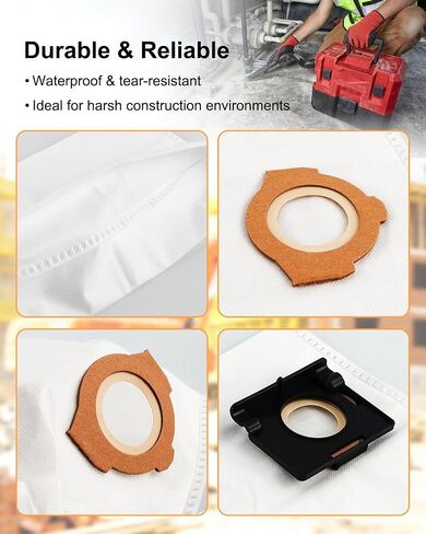 6 Pack 49-90-2016 Fleece Dust Bags Fit for Milwaukee 0960-20 & 0970-20 Cordless Wet/Dry Packout Vacuums, with 2 Attachable Bag Holder in Kuwait