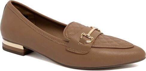 Jones New York Women's Pointed Toe Quilted Loafers | Professional Work Flats with Cushioned Footbed | Faux Leather Business Casual Slip On Dress Shoes in Kuwait
