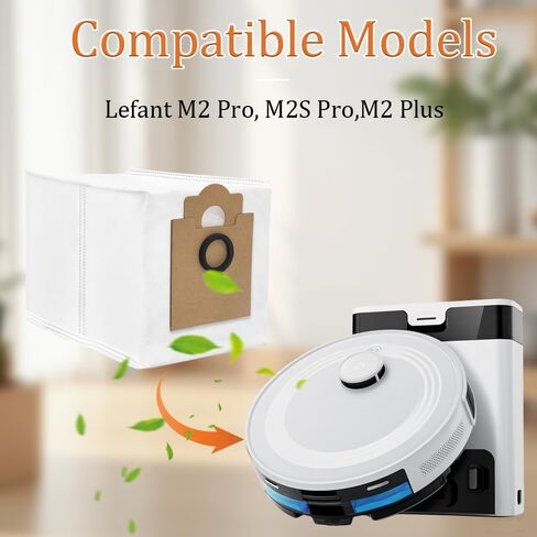 10 Pack Dust Bag Compatible with Lefant M2 Pro, M2S Pro,M2 Plus Robot Vacuum Cleaner, 3.3L Large Capacity Disposable Replacement Bag Accessories Set in Kuwait