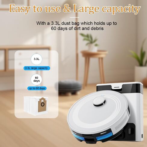 10 Pack Dust Bag Compatible with Lefant M2 Pro, M2S Pro,M2 Plus Robot Vacuum Cleaner, 3.3L Large Capacity Disposable Replacement Bag Accessories Set in Kuwait