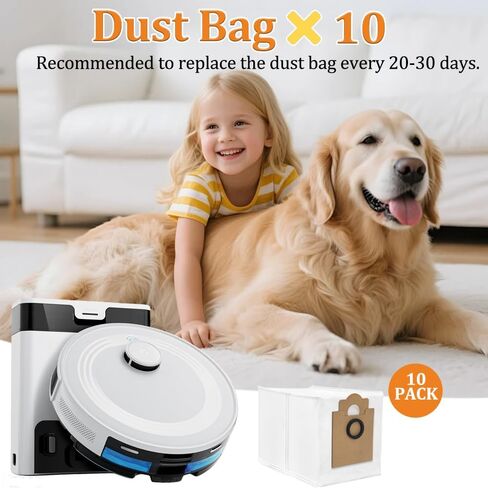 10 Pack Dust Bag Compatible with Lefant M2 Pro, M2S Pro,M2 Plus Robot Vacuum Cleaner, 3.3L Large Capacity Disposable Replacement Bag Accessories Set in Kuwait