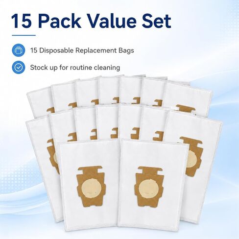 15 Pack 204814 Vacuum Bags Compatible with Kirby Sentria/Avalir/Ultimate G Series, F-Style Twist-Style Disposable Dust Filter Bags, Replaces 204811 in Kuwait