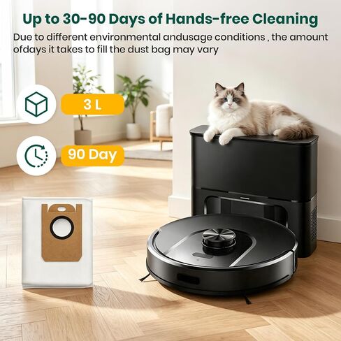14 Pack Vacuum Bags for Tikom L8000 Plus Series Robot Vacuum, Large Capacity Disposable Replacement Dust Bags for Tikom, Up to 60 Days Hands Free Cleaning in Kuwait