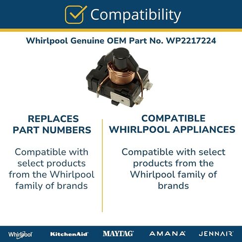 Whirlpool WP2217224 Genuine OEM Range Compressor Start Relay Replacement Part - Replaces many Whirlpool models in Kuwait