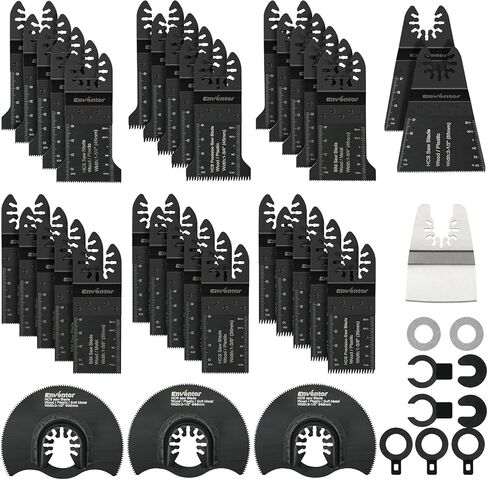 Enventor 45 PCS Oscillating Tool Blade, Wood, Metal, Plastic Cutting Universal Multitool Saw Blade Kit Compatible with Enventor 23Q1-3, 86229, 98606, Dewalt, Dremel, Ryobi in Kuwait