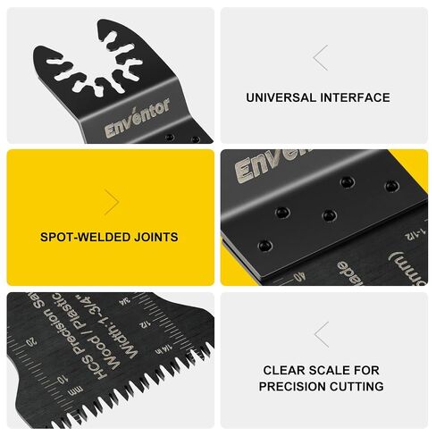 Enventor 45 PCS Oscillating Tool Blade, Wood, Metal, Plastic Cutting Universal Multitool Saw Blade Kit Compatible with Enventor 23Q1-3, 86229, 98606, Dewalt, Dremel, Ryobi in Kuwait