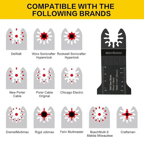 Enventor 45 PCS Oscillating Tool Blade, Wood, Metal, Plastic Cutting Universal Multitool Saw Blade Kit Compatible with Enventor 23Q1-3, 86229, 98606, Dewalt, Dremel, Ryobi in Kuwait