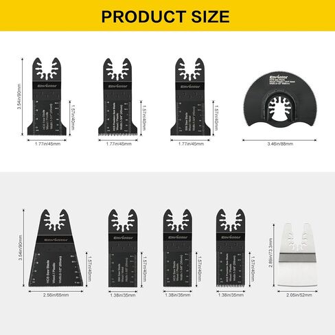 Enventor 45 PCS Oscillating Tool Blade, Wood, Metal, Plastic Cutting Universal Multitool Saw Blade Kit Compatible with Enventor 23Q1-3, 86229, 98606, Dewalt, Dremel, Ryobi in Kuwait