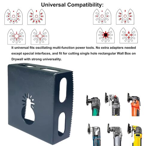 2Pcs Upgrade Drywall Square Slot Cutter, Hardened Stee Drywall Outlet Cutter Compatible with Dewalt 20V & Milwaukee M18 Oscillating Tools to Cut-in Single Gang Wall Boxes for Sheetrock-Set, Plywood in Kuwait