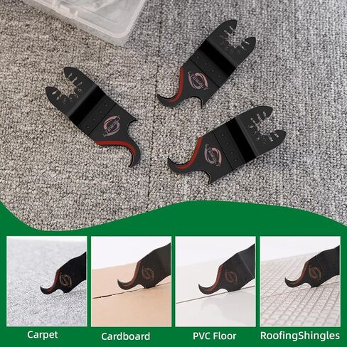 Oscillating Multi Tool Hook Knife Blades14 Pcs Universal Fit Accessories | Sharp Blades Cut Shingles PVC Carpet, Storage Box for Home Renovation and DIY Cutting Work in Kuwait