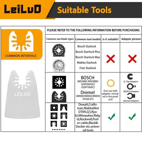 LEILUO 10 Pack Oscillating Tool Blade 8 Rigid and 2 Flexible Multitool Scraper Blades for Caulk Paint Adhesive Removal Compatible with DeWalt Makita Dremel and More in Kuwait