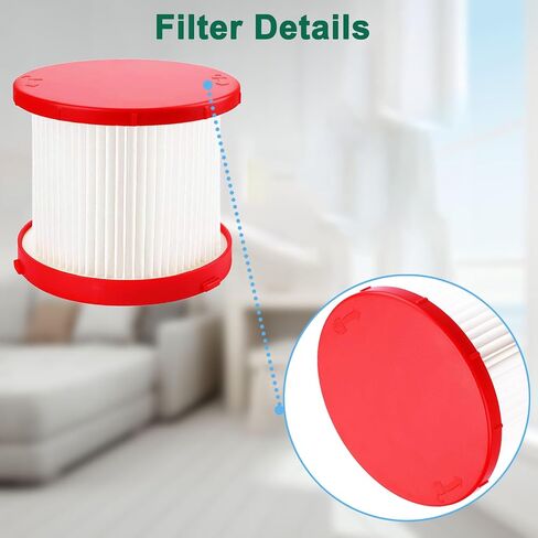 2 Pack Wet Dry Vacuum HEPA Filter 49-90-1900 Filter Compatible With Milwaukee Cordless M18 M12 M28 Vacuums 0780-20,0880-20,0960-20, 0970-20 with 4 Foam Sleeve Filters in Kuwait