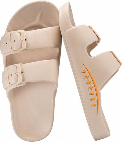 QIGEGE Women's Sandals with Arch Support, Pillow Recovery Slides Adjustable Double Buckle Waterproof EVA Cloud Slides for Women in Kuwait