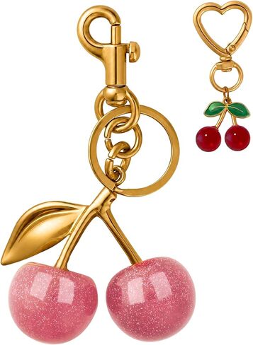 NEGTTE Keychain Cherry Bag Charms - Adorable Key Chains Women Cute for Handbags & Car Keys | Fashion Gift for Women in Saudi Arabia
