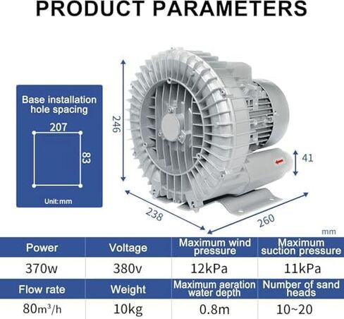 Regenerative Blower High-Pressure Vortex Ring Phase for Sewage Aeration Aquarium Blower Industrial Vacuum Pump,Vortex Ring Blower for Fish Ponds & Factory Ventilation, 220V/380V Regenerativ in Kuwait