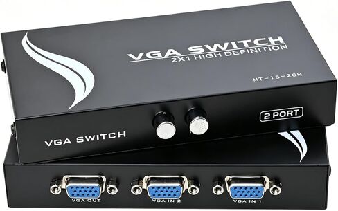 iKKEGOL 2 Port VGA Audio Video Switch 2x1 SVGA Switcher Box 2 in 1 Out PC Monitor LCD TFT Sharing in Kuwait