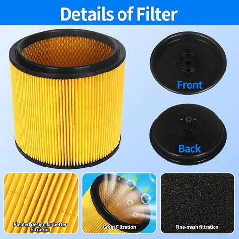 2 Pack VCFS Filters Replacement for Vacmaster 5 to 20 Gallon and Hart Shop Vacuum 5 to 17 Gallon Replace Part VCFS VWM510 VFB511B 0201 with 2 Foam Sleeve and 1 Brush in Kuwait