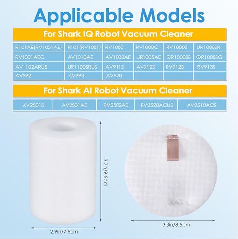 4Pack Replacement Filters for Shark IQ R101AE RV1001AE AV912S AV1010AE RV1000 AV970 AV993 AV1002AE Shark AI AV2501S AV2501AE RV2502AE Self-Empty Base, Foam Filters Replace #106KY1000AE in Kuwait