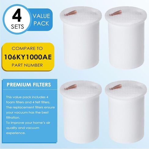 4Pack Replacement Filters for Shark IQ R101AE RV1001AE AV912S AV1010AE RV1000 AV970 AV993 AV1002AE Shark AI AV2501S AV2501AE RV2502AE Self-Empty Base, Foam Filters Replace #106KY1000AE in Kuwait