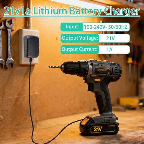 21V Lithium Battery Charger for Saker Mini Chainsaw Battery SK1804D | Power Supply, Compatible with Mini Chainsaw Electric Pruning Shears, AC/DC Cordless Adapter for 20V Lithium Battery in Kuwait