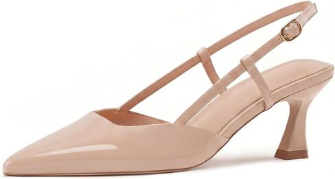 Marc Ford Women’s Kitten Heels 2026 Slingback Closed Pointed Toe Pumps Stiletto Low Heels with Buckle Strap Dress Shoes for Wedding Office Prom Party Commuting in Kuwait