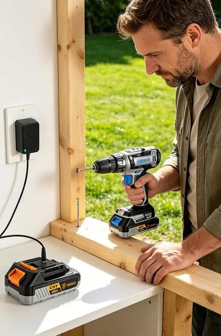 Charger for DEKO PRO Electric Drill - Compatible with DEKOPRO 20V Cordless Drill Rechargeable Battery Pack Replacement Power Cord Adapter - with Indicator Light in Kuwait