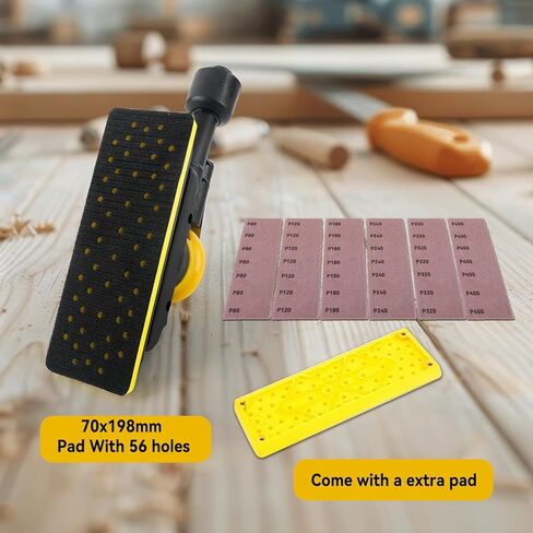 Pneumatic Air Orbital Sander, 70 mm x 198 mm 1/8" Vacuum Air Sander 10000RPM 90PSI Dust-Free Air Hand Profile Random Sanders with Extra Pad and 30pcs (80/120/180/240/320/400) Mesh Sandpapers in Kuwait