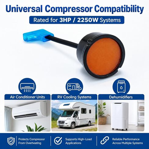 2Pcs 3HP 2250W Compressor Thermal Overload Protector, Universal Replacement for Air Conditioner, RV AC System and Dehumidifier Compressor with Wire and Plug in Kuwait