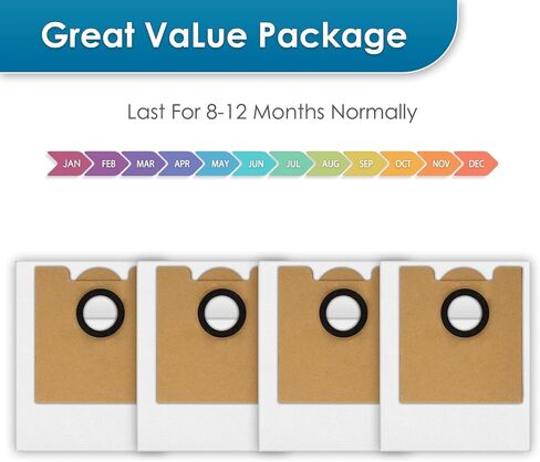 (4 Pack) M2 Plus Replacement Dust Bags for Lefant M2 Plus/ M2L Plus/ M2S Plus/ M350 Robot Vacuum, Accessories Kit, Vacuum Bags, Canister Bags, Disposable Bags, Vacuum Replacement Dust Bags in Kuwait