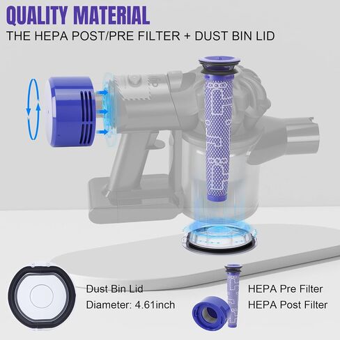 Dust Bin Lid Compatible with Dyson V7 V8 Vacuum Cleaner | Dust Bucket Cover Replacement Parts with Pre & Post HEPA Filter Set in Kuwait
