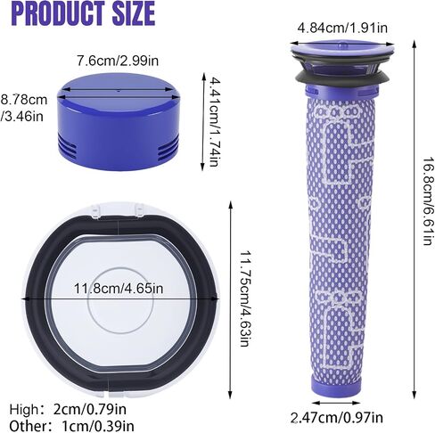 Dust Bin Lid Compatible with Dyson V7 V8 Vacuum Cleaner | Dust Bucket Cover Replacement Parts with Pre & Post HEPA Filter Set in Kuwait