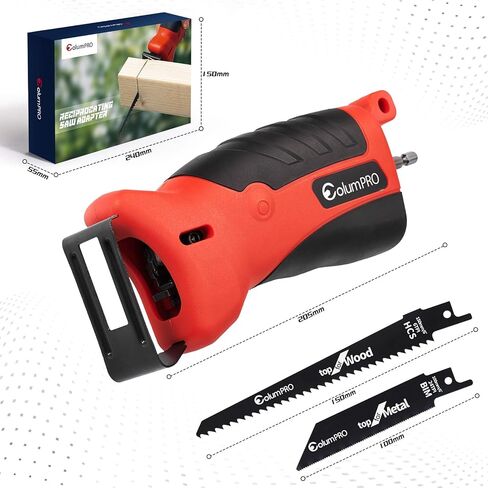 Impact Grade Reciprocating Saw Drill Attachment, Universal Saw Adapter for Cordless Drills & Impact Drivers, Includes 2 Blades for Wood & Metal, Cool Tool Gift for Men, Dad, or DIYers in Kuwait