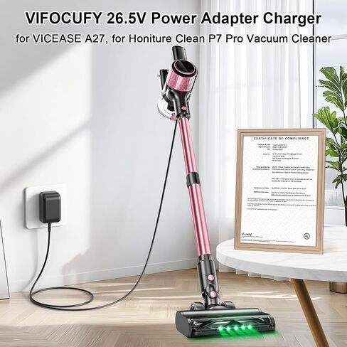 26.5V Adapter Charger for Vacuum Cleaner, Power Supply Cord for VICEASE A27 | for Honiture Clean P7 Pro 22.2V/21.6V Lithium Ion Battery Cordless Stick Vacuum Cleaner Charger Power Cord Supply in Kuwait