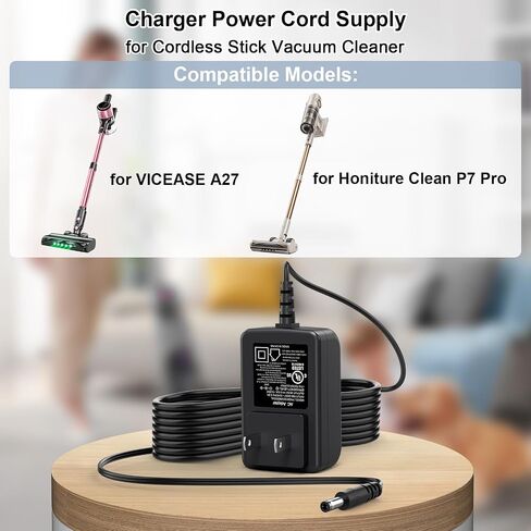 26.5V Adapter Charger for Vacuum Cleaner, Power Supply Cord for VICEASE A27 | for Honiture Clean P7 Pro 22.2V/21.6V Lithium Ion Battery Cordless Stick Vacuum Cleaner Charger Power Cord Supply in Kuwait