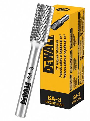 DEWALT DXCBTJSA3 SA-3 Double-Cut Carbide Burr, 1/4 in Shank, Metal Grinding | C10 tungsten carbide double-cut burr for steel, cast iron, stainless, and hardwood grinding; SA-3 shape uses a 1/4 in shank. in Kuwait