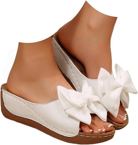 Bow Knot Wedge Sandals For Women 2026，Summer Vacation Slippers With Arch Support Fashion Open Toe Orthopedic Platform Sandal Comfortable Breathable Casual Outdoor Beach Flip Flops in Kuwait