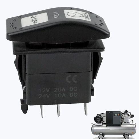 02250201-866 Rocker Switch On Off Start 3-Position Selector Switch Compatible with Sullair 185-600 Air Compressor Replacement for 02250201-866 02250201866 DPDT Power Switch in Kuwait