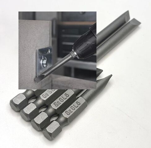SL6 Slotted Screwdriver Bits Set, 2" & 4" Long Flat Head Drill Bits, 1/4" Hex Shank, Impact Driver Bit Set for Tight Space & Deep Reach in Kuwait