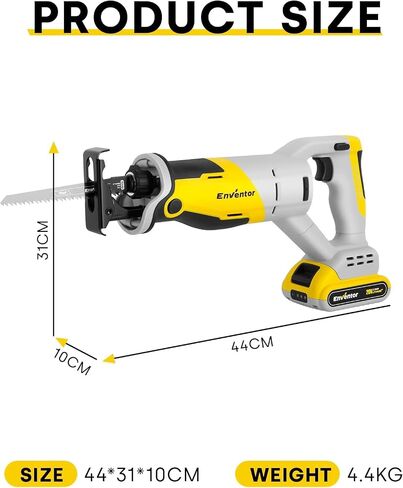 ENVENTOR 20V Cordless Reciprocating Saw with 2 Packs 2.0Ah Batteries, Fast Charger, Brushless Power, 5 Saw Blades for Wood, Plastic Cutting in Kuwait