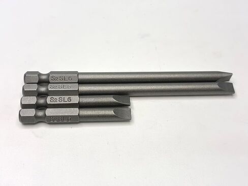 SL6 Slotted Screwdriver Bits Set, 2" & 4" Long Flat Head Drill Bits, 1/4" Hex Shank, Impact Driver Bit Set for Tight Space & Deep Reach in Kuwait
