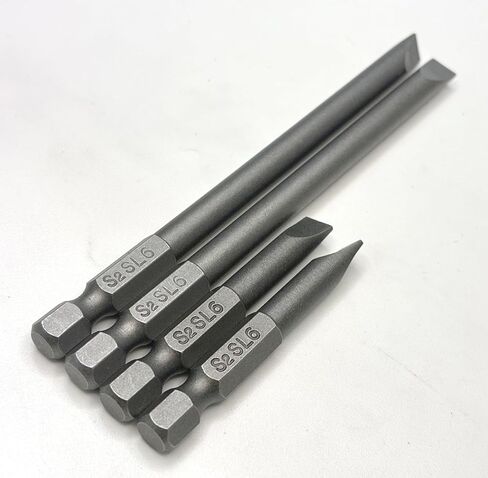 SL6 Slotted Screwdriver Bits Set, 2" & 4" Long Flat Head Drill Bits, 1/4" Hex Shank, Impact Driver Bit Set for Tight Space & Deep Reach in Kuwait